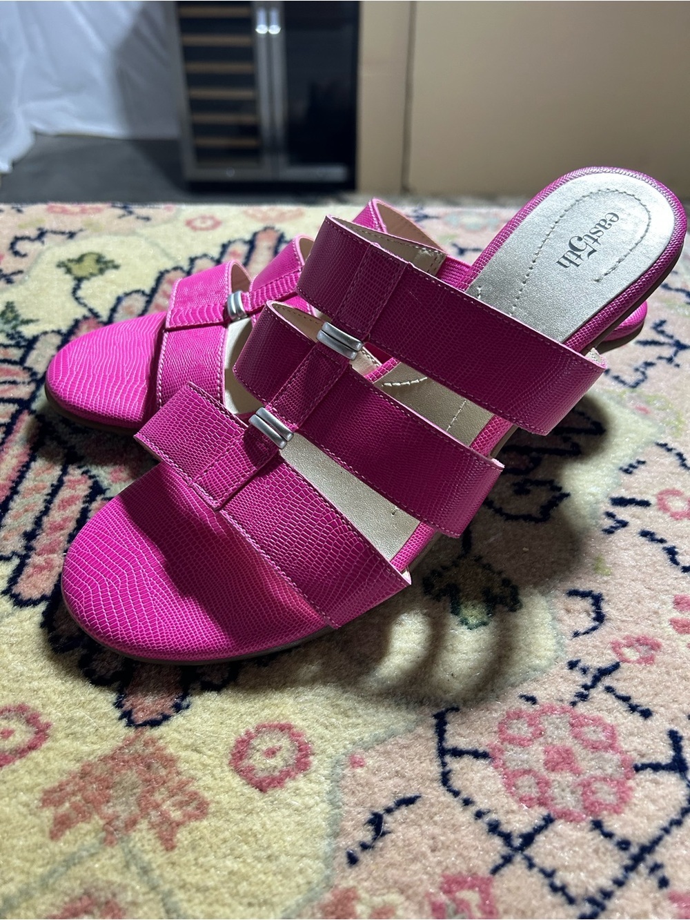 East fifth  Fuchsia Triple-Strap Mule Sandals